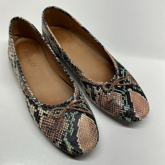 Madewell The Adelle Ballet Flat Slip On Shoes Snake Embossed Leather Size 7.5 - Picture 6 of 10
